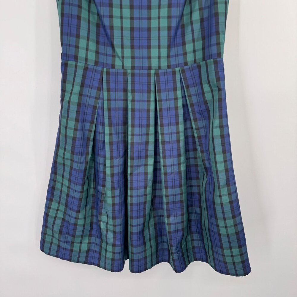 Vineyard Vines girls Sleeveless satin Plaid Dress Green Blue Size 14 holiday new - Picture 8 of 13